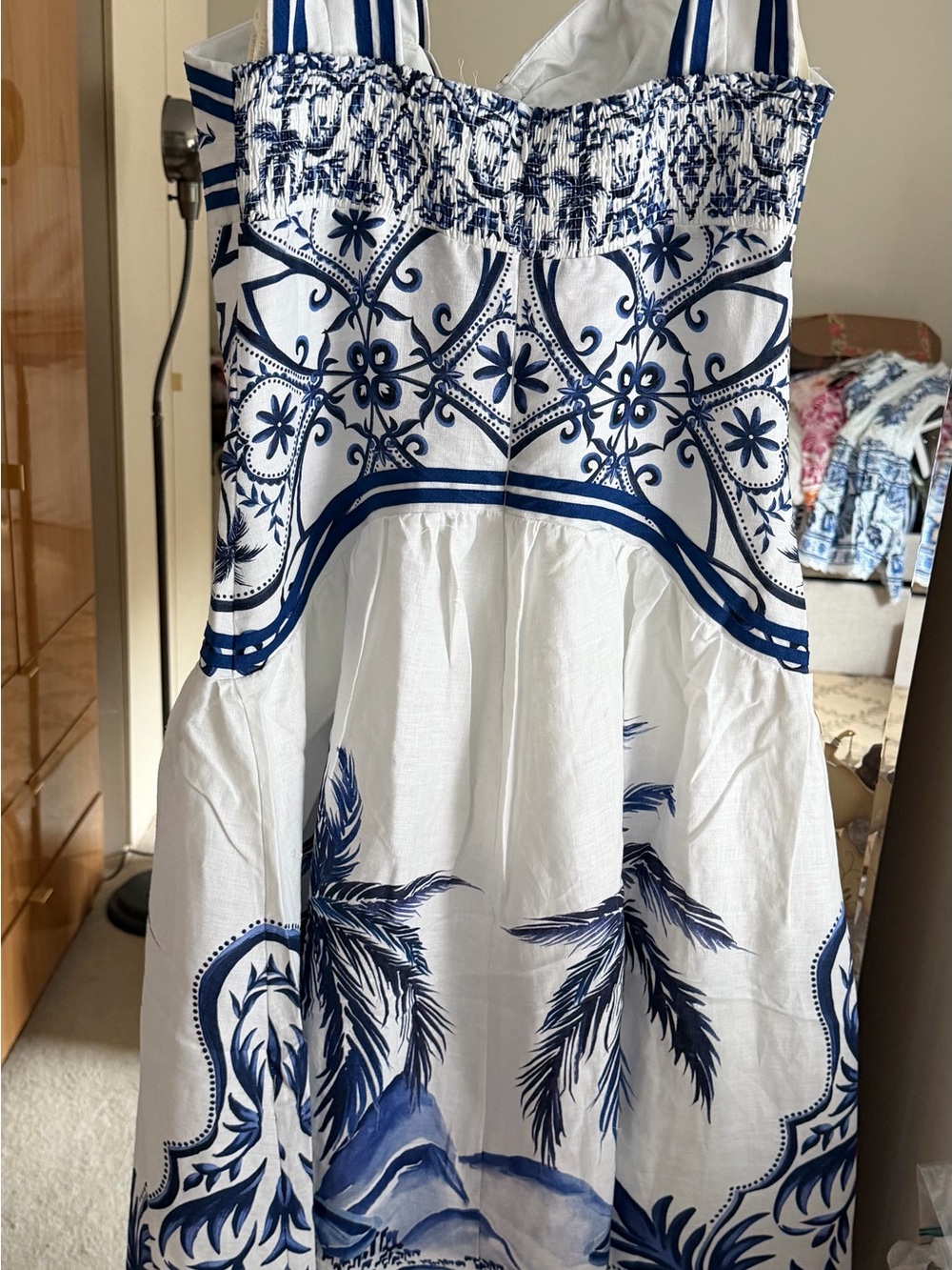 FARM Rio White and Navy Tropical-Print Midi Dress - Picture 5 of 7